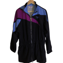 90’s Color Block Windbreaker Jacket Size S Reebok Batwing Sleeve Cinched Waist - £27.45 GBP