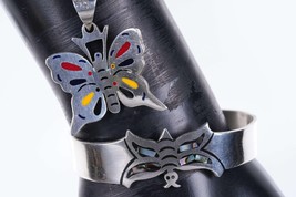 Vintage Mexican sterling butterfly cuff and pendant - £78.25 GBP