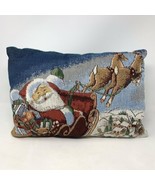 Christmas Santa and Sleigh Vintage Tapestry Pillow Santa Claus Theme 18&quot;... - £14.71 GBP