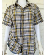 The North Face Men’s Short Sleeve Shirt Button Down Size Large Gray Yellow - £21.30 GBP
