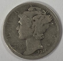 1921 10C Mercury Dime En Très Bon État, Complet Jantes &amp; 4-Digit Date - $104.95