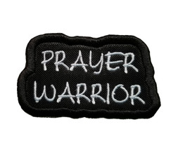 Prayer Warrior Embroidered Iron On Patch 2.5&quot; x 1.5&quot; Easter Cross Jesus God Resu - £3.97 GBP