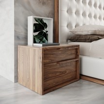 Modern Light Brown Walnut Nightstand with Two drawers - $9,768.44 MXN