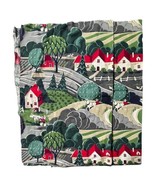 VIntage 1940s Barkcloth Fabric Draperies Farm Scene Barnyard 25&quot; x 36&quot; Pair - $2,250.20 MXN