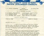 1931 Pacific Steamship Daily Radio News SS Dorothy Alexander Skagway Alaska - $24.82