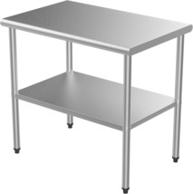 36&#39;&#39; x 24&#39;&#39; Kitchen Stainless Steel Commercial Table with Adjustable Und... - £97.53 GBP