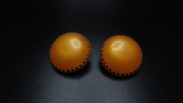 Vintage 3cm Yellow Faux Amber Clip Earrings - £11.80 GBP