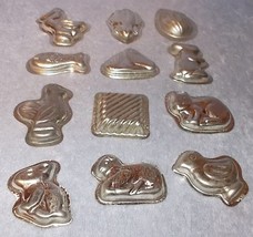 Vintage Set of 12 Metal Miniature Chocolate Molds Fish Hen Lamb Bunny Do... - £7.80 GBP