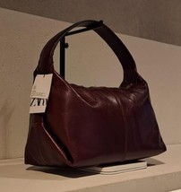 ZARA BNWT 2025. BURGUNDY RED LEATHER SHOULDER BAG ZIP POCKET. 6400/510/624 - $184.17