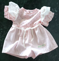 Vtg Cabbage Patch Kids Pink Rosette Bubble Romper Floral Lace Bow CPK READ - £15.85 GBP