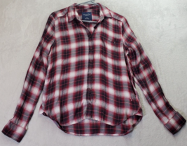 American Eagle Outfitters Shirt Women Small Multi Plaid Flannel Logo Button Down - £13.98 GBP
