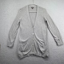 J Jill Sweater Womens Extra Small Cardigan Light Gray Button Pockets V Neck - £16.30 GBP