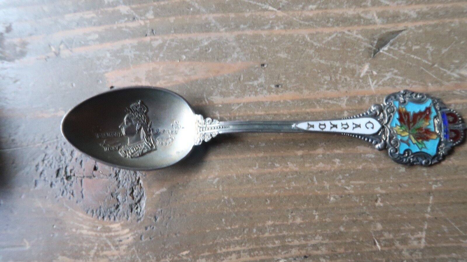 Primary image for Antique Sterling Silver and Enamel CANADA Diamond Jubilee Souvenir Spoon 16.70g