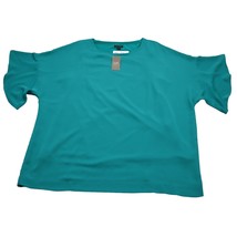 J.Jill Wearever Collection Shirt Womens XL Teal Round Neck Ruffle Sleeve... - $29.58