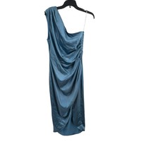 Elliatt Cassini Dress One Shoulder Midi Satin Blue Large - £93.28 GBP