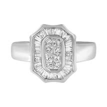 Exquisite 14k White Gold Art Deco Style Princess-cut Diamond Cocktail Ring - $1,827.00