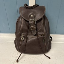 Y2K KATANA Paris Vintage Brown Genuine Leather Backpack Handbag Purse 12... - £54.50 GBP