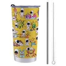 Mondxflaur Cartoon Funny Steel Thermal Mug Thermos with Straw for Coffee - £16.76 GBP
