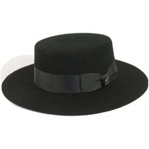 Mens Autralian Wool Boater Hat Wide Brim BRUNO CAPELO ZAYDEN ZA331 Black New image 3