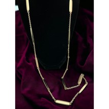 Vintage Liz Claiborne Necklace Chain Gold Tone Matte Glossy Link Bars 38... - £15.71 GBP