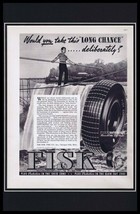 1937 Fisk Tires Framed 11x17 ORIGINAL Vintage Advertising Poster - £54.20 GBP