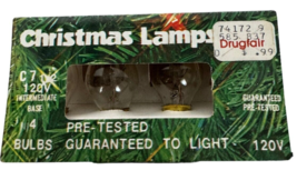 Gray Drug Store Vintage Christmas Light Bulbs Vintage Clear C-7 1/2 Set ... - £3.94 GBP