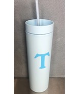 Modern Expressions BLUE Tumbler With Straw- letter T - $194.71 MXN
