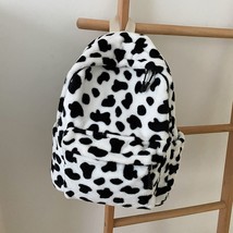 Women Plush Backpack School Shoulder Bag Animal Cow Pattern Travel Rucks... - £21.55 GBP
