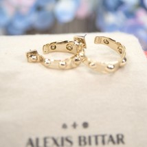 Alexis Bittar Crumpled Metal Medium Gold Plated Hoop Earrings NWT - $138.11