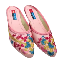 Damen Punjabi Jutti Indische Braut Ethnisch Mojari Flach US Größe 4-9 Pink Blume - £18.54 GBP