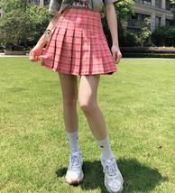 Blue Plaid Pleated Skirt Outfit Women Plus Size Short Pleated Skirt image 10