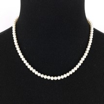 CULTURED freshwater 5mm pearl necklace - sterling silver toggle clasp 18.5&quot; long - £19.55 GBP