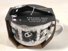 Disney Tim Burton&#39;s Nightmare Before Christmas Ceramic Cup &amp; Spoon Set 710ml-... - £19.41 GBP