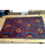 Vintage Oriental Rug, Natural Dyes, Hand Knotted, 53&quot; x 30&quot; - £56.94 GBP