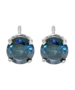 Galaxy Gold GG 14k White Gold Genuine 1.0ctw Blue Diamond Earrings - $2,459.99