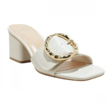 A New Day Women&#39;s Cream Diana Gold Buckle Open Toe Mule Heels Sandal 6.5... - $14.98