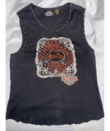 Harley Davidson Womens XL Black Ribbed Rhinestone Embellished Studded Ta... - $37.94 CAD