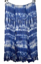 Ruby Rd Womens Lined Boho Maxi Skirt Size 16 XL 1X Blue Tie-Dye Pleated - RB - £13.25 GBP