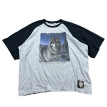 Vintage Wolf Silhouette T-Shirt Adult XXL Gray Graphic Tee Jerzees Double Sided - £18.75 GBP