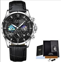 LIGE Mens Quartz Chronograph Leather Luminous Luxury Wristwatch Free Shi... - £27.01 GBP