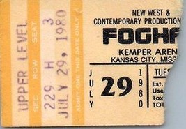 Vintage Foghat Ticket Stub Juillet 29 1980 Kansas Ville Missouri Kemper ... - $44.54