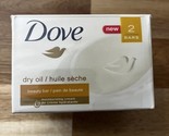 2 Bars Dove Dry Oil Bar Soap 4 Oz Each 2 Bars Of Soap New! - $22.79