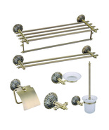 Antique brass leaf style luxury BATHROOM toilet paper holder towel bar t... - £74.74 GBP