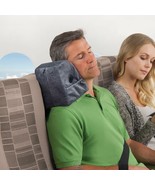 The Lean On Me Travel Pillow Headrest Gray Soft Contoured Curved Washabl... - £24.76 GBP