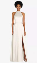 Stand Collar Cutout Tie Back Maxi Dress with Front Slit..TH090..Ivory...... - $75.05