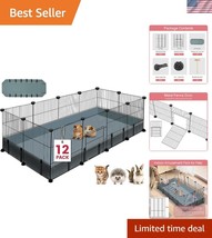 Sturdy 12-Panel Pet Fence with Waterproof Mat - Ideal for Bunnies &amp; Kittens - $48.00