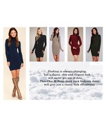 M. Rena Mock Neck Seamless Long sleeve Fitted Bodycon Dress One Size - £36.68 GBP