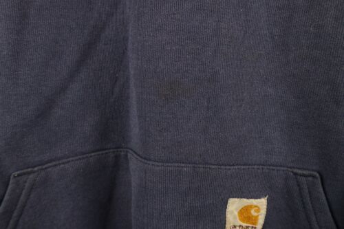 Vtg Carhartt Mens Large Distressed Spell Out Baggy Fit Hoodie Sweatshirt Blue Item image 5