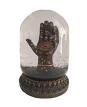 Esoteric All-Seeing Eye Hand Palm Water Globe Black Snow 6&quot; Resin Base - £19.73 GBP