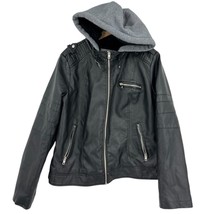 Sebby Faux Leather Jacket Women&#39;s Plus Size 1X moto black hooded zip up ... - $24.75
